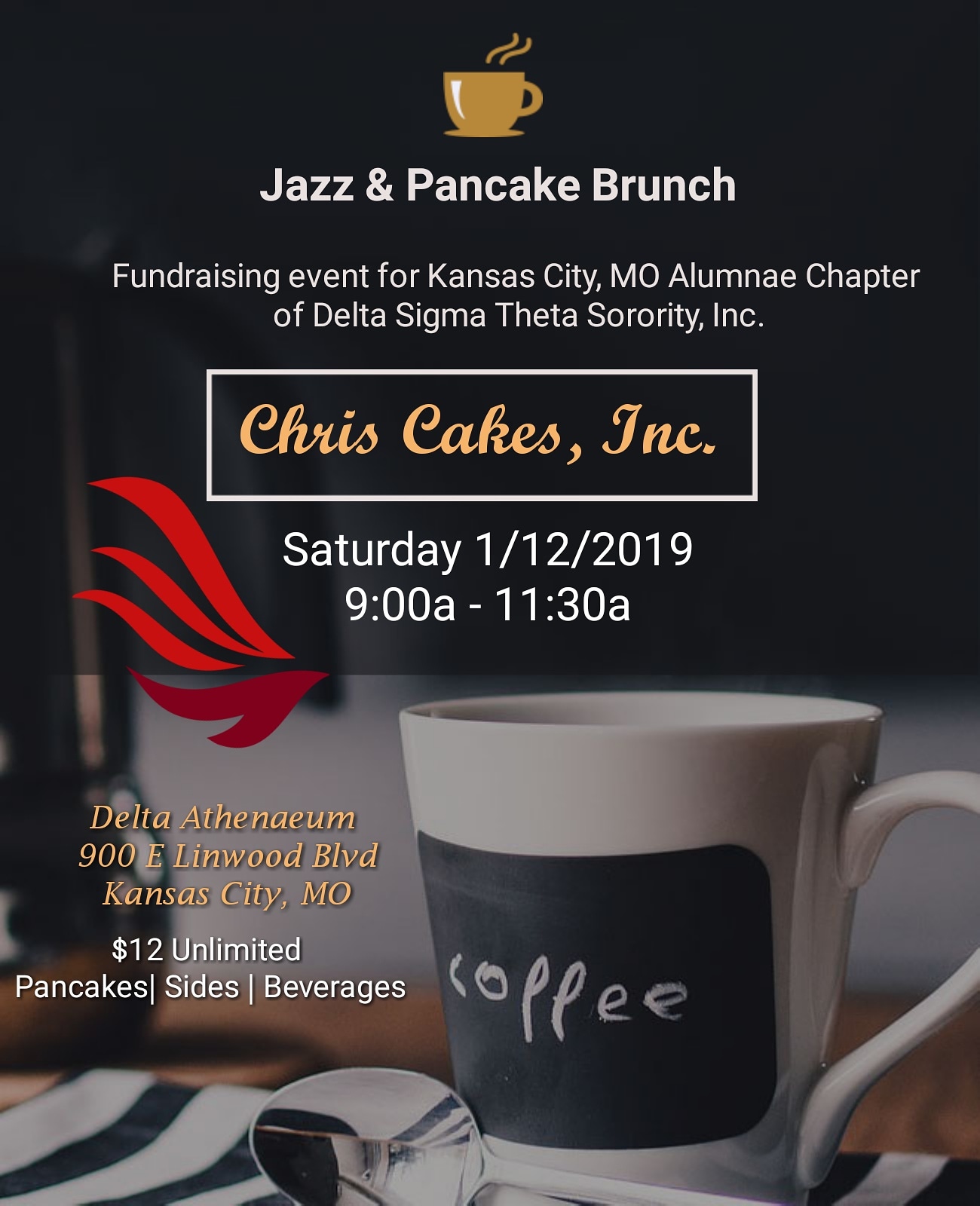 Jazz and Pancake brunch flyer